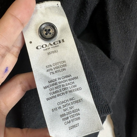 Coach 1941 Black Cardigan Women’s S Long Sleeve Crew Neck Button Front Sweater - Picture 7 of 9
